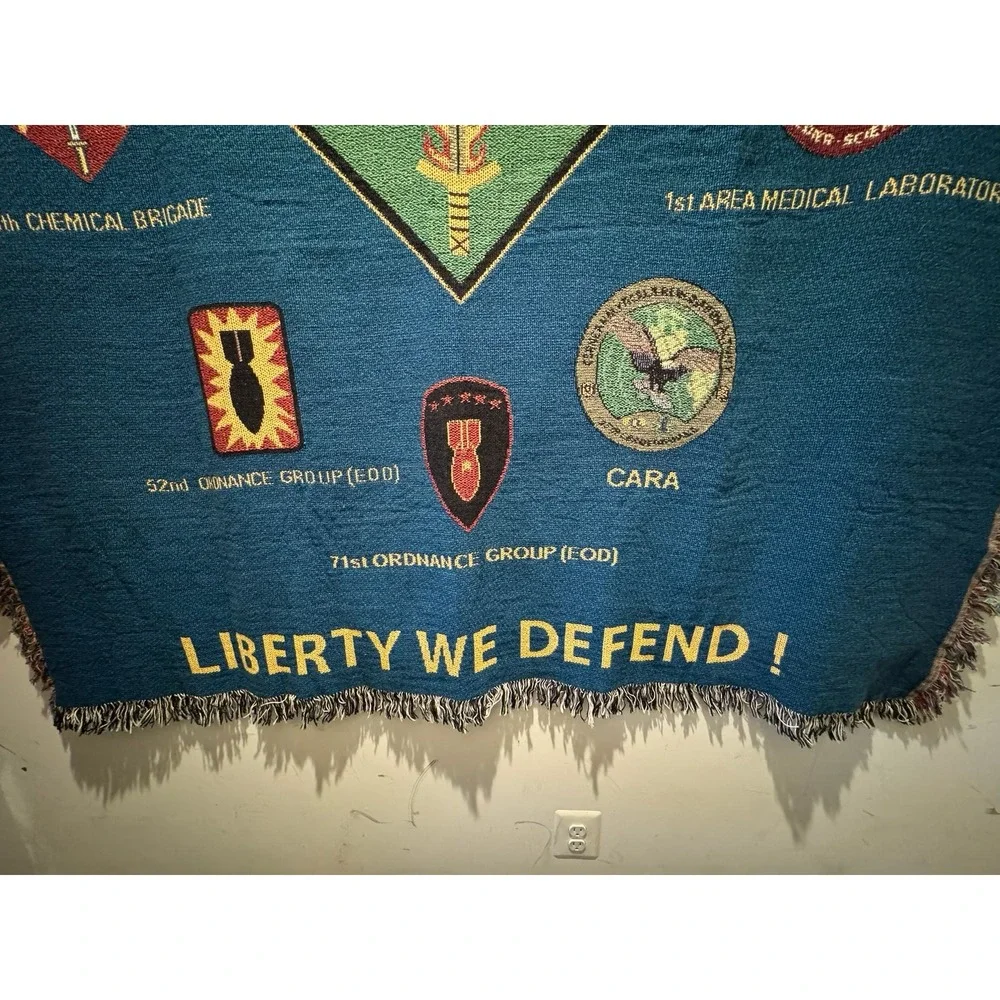 Vintage Military‎ 20th CNRNE CMD Units Woven Tapestry Blanket 50x60 Inches